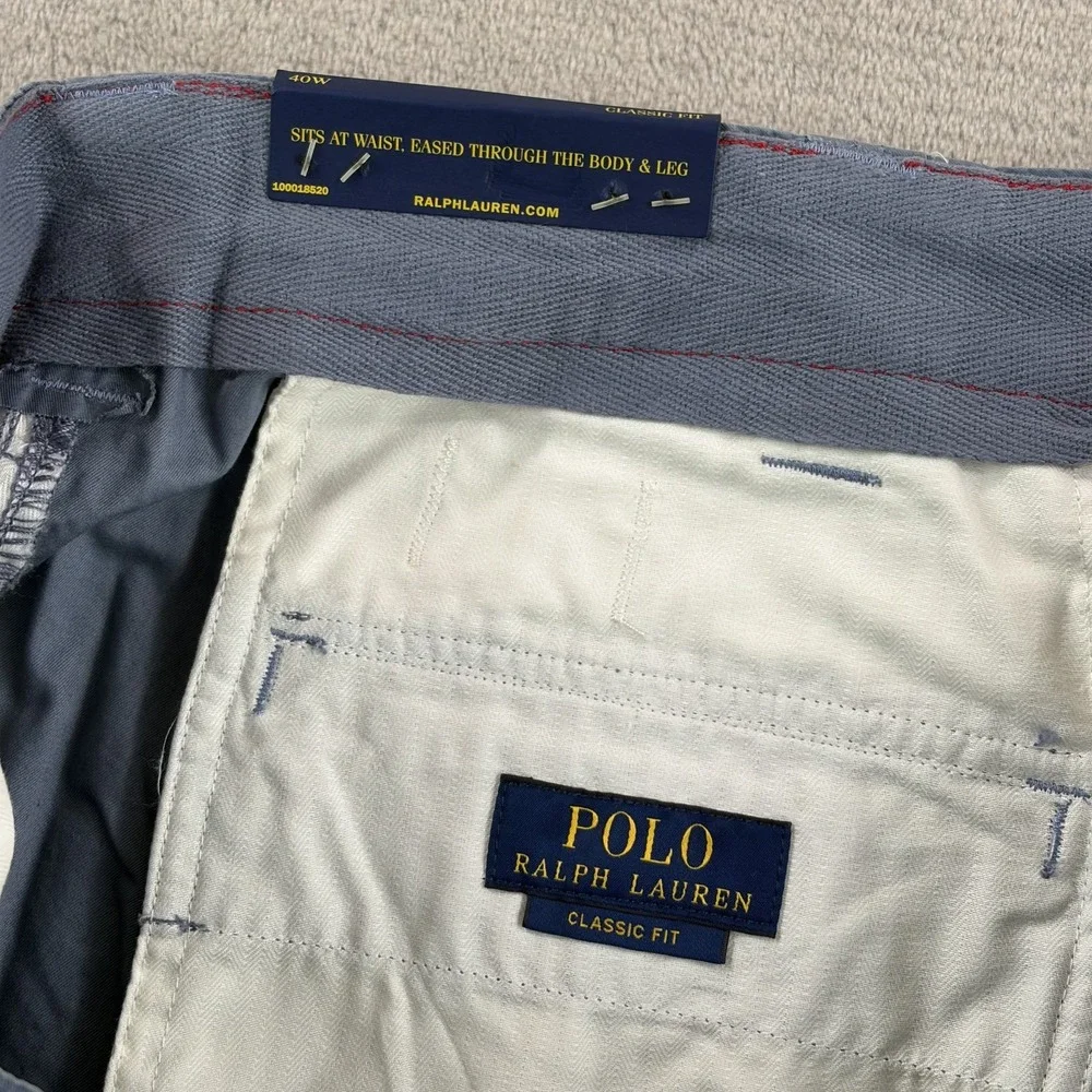 Polo Ralph Lauren Drill Khaki Cargo Shorts in BlueBerry Twill Men 40x11 NWT
